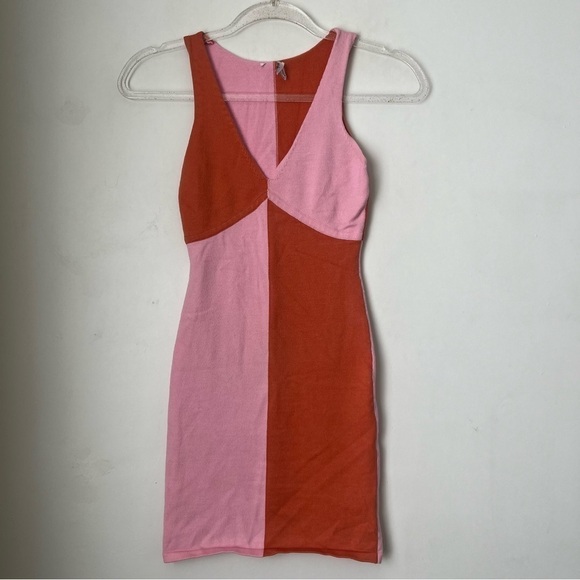 Princess Polly Sienna Pink Orange Retro Colorblock Knit Dress XS/S - Picture 8 of 11